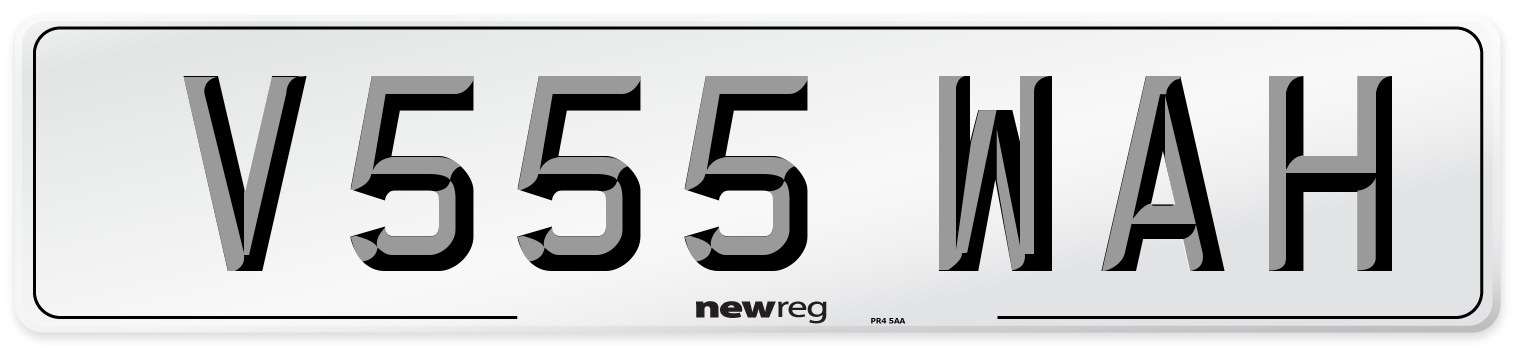 V555 WAH Number Plate from New Reg